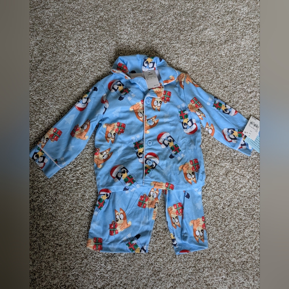 Blue Cartoon Dog Pajama Set